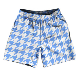Blue Carolina And White Houndstooth Soccer Shorts Made In USA Blue Carolina And White Houndstooth Soccer Shorts Made In USA