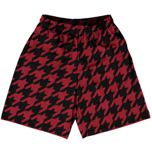 Red Cardinal And Black Houndstooth Lacrosse Shorts Made In USA Red Cardinal And Black Houndstooth Lacrosse Shorts Made In USA