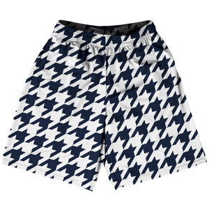 Blue Navy And White Houndstooth Basketball Practice Shorts Made In USA Blue Navy And White Houndstooth Basketball Practice Shorts Made In USA