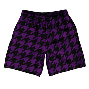Purple Medium And Black Houndstooth Soccer Shorts Made In USA Purple Medium And Black Houndstooth Soccer Shorts Made In USA
