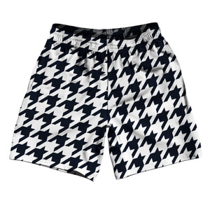 Blue Navy Almost Black And White Houndstooth Soccer Shorts Made In USA Blue Navy Almost Black And White Houndstooth Soccer Shorts Made In USA