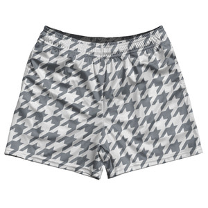 Grey Dark And White Houndstooth Rugby Gym Short 5 Inch Inseam With Pockets Made In USA Grey Dark And White Houndstooth Rugby Gym Short 5 Inch Inseam With Pockets Made In USA
