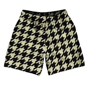Vegas Gold And Black Houndstooth Athletic Running Fitness Exercise Shorts 7" Inseam Shorts Made In USA Vegas Gold And Black Houndstooth Athletic Running Fitness Exercise Shorts 7" Inseam Shorts Made In USA
