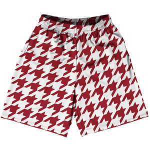 Red Cardinal And White Houndstooth Lacrosse Shorts Made In USA Red Cardinal And White Houndstooth Lacrosse Shorts Made In USA