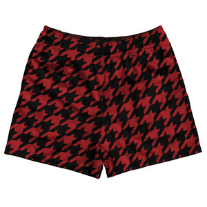 Red Dark And Black Houndstooth Rugby Gym Short 5 Inch Inseam With Pockets Made In USA Red Dark And Black Houndstooth Rugby Gym Short 5 Inch Inseam With Pockets Made In USA