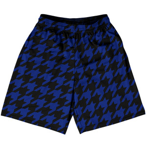 Blue Royal And Black Houndstooth Basketball Practice Shorts Made In USA Blue Royal And Black Houndstooth Basketball Practice Shorts Made In USA