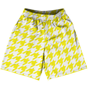 Yellow Bright And White Houndstooth Lacrosse Shorts Made In USA Yellow Bright And White Houndstooth Lacrosse Shorts Made In USA