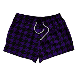 Purple Lakers And Black Houndstooth 2.5" Swim Shorts Made In USA