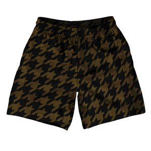Brown Dark And Black Houndstooth Soccer Shorts Made In USA Brown Dark And Black Houndstooth Soccer Shorts Made In USA