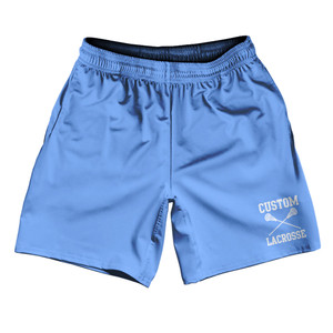 Custom Lacrosse Blue Carolina Athletic Running Fitness Exercise Shorts 7" Inseam Shorts Made In USA Custom Lacrosse Blue Carolina Athletic Running Fitness Exercise Shorts 7" Inseam Shorts Made In USA