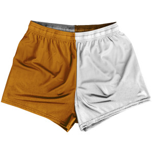 Orange Burnt And White Quad Color Womens & Girls Sport Shorts End Made In USA Orange Burnt And White Quad Color Womens & Girls Sport Shorts End Made In USA