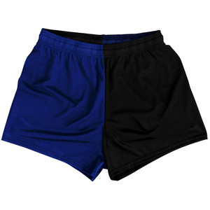 Blue Royal And Black Quad Color Womens & Girls Sport Shorts End Made In USA Blue Royal And Black Quad Color Womens & Girls Sport Shorts End Made In USA