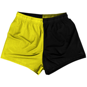 Yellow Bright And Black Quad Color Womens & Girls Sport Shorts End Made In USA Yellow Bright And Black Quad Color Womens & Girls Sport Shorts End Made In USA