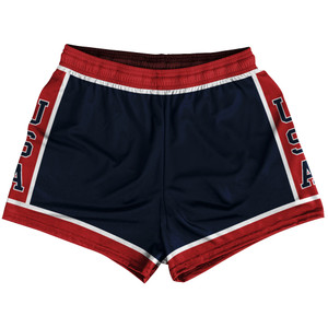 USA 84 Womens & Girls Sport Shorts End Made In USA - Navy Red USA 84 Womens & Girls Sport Shorts End Made In USA - Navy Red