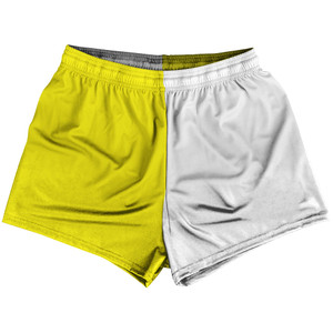 Yellow Bright And White Quad Color Womens & Girls Sport Shorts End Made In USA Yellow Bright And White Quad Color Womens & Girls Sport Shorts End Made In USA