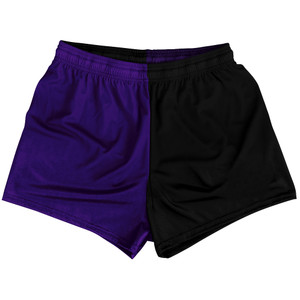 Purple Lakers And Black Quad Color Womens & Girls Sport Shorts End Made In USA Purple Lakers And Black Quad Color Womens & Girls Sport Shorts End Made In USA