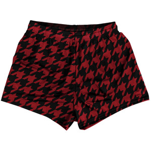 Red Cardinal And Black Houndstooth Womens & Girls Sport Shorts End Made In USA Red Cardinal And Black Houndstooth Womens & Girls Sport Shorts End Made In USA