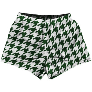 Green Hunter And White Houndstooth Womens & Girls Sport Shorts End Made In USA Green Hunter And White Houndstooth Womens & Girls Sport Shorts End Made In USA