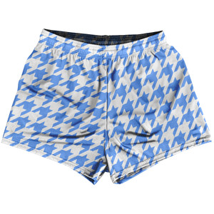 Blue Carolina And White Houndstooth Womens & Girls Sport Shorts End Made In USA Blue Carolina And White Houndstooth Womens & Girls Sport Shorts End Made In USA