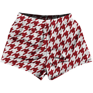 Red Cardinal And White Houndstooth Womens & Girls Sport Shorts End Made In USA Red Cardinal And White Houndstooth Womens & Girls Sport Shorts End Made In USA