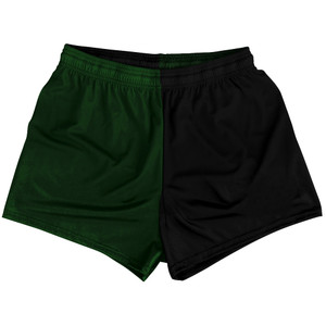 Green Forest And Black Quad Color Womens & Girls Sport Shorts End Made In USA Green Forest And Black Quad Color Womens & Girls Sport Shorts End Made In USA