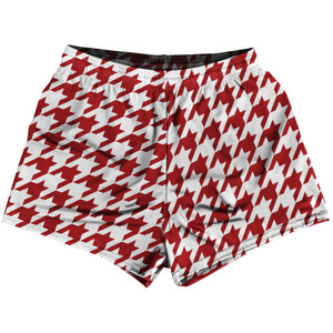 Red Dark And White Houndstooth Womens & Girls Sport Shorts End Made In USA Red Dark And White Houndstooth Womens & Girls Sport Shorts End Made In USA