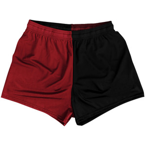 Red Cardinal And Black Quad Color Womens & Girls Sport Shorts End Made In USA Red Cardinal And Black Quad Color Womens & Girls Sport Shorts End Made In USA