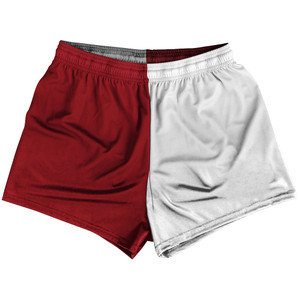 Red Cardinal And White Quad Color Womens & Girls Sport Shorts End Made In USA Red Cardinal And White Quad Color Womens & Girls Sport Shorts End Made In USA