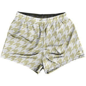 Vegas Gold And White Houndstooth Womens & Girls Sport Shorts End Made In USA Vegas Gold And White Houndstooth Womens & Girls Sport Shorts End Made In USA