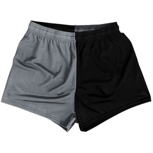 Grey Dark And Black Quad Color Womens & Girls Sport Shorts End Made In USA Grey Dark And Black Quad Color Womens & Girls Sport Shorts End Made In USA