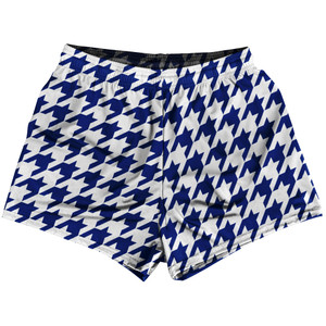 Blue Royal And White Houndstooth Womens & Girls Sport Shorts End Made In USA Blue Royal And White Houndstooth Womens & Girls Sport Shorts End Made In USA