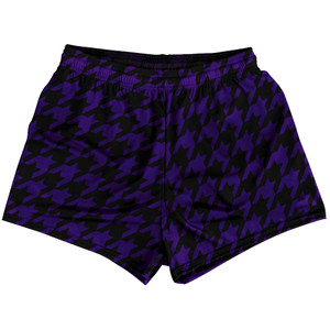Purple Lakers And Black Houndstooth Womens & Girls Sport Shorts End Made In USA Purple Lakers And Black Houndstooth Womens & Girls Sport Shorts End Made In USA
