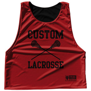Custom Lacrosse Red Dark and Black Reversible Lacrosse Pinnie