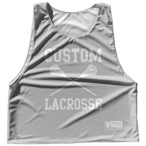 Custom Lacrosse Grey Medium and White Reversible Lacrosse Pinnie