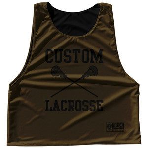 Custom Lacrosse Brown Dark and Black Reversible Lacrosse Pinnie