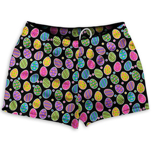 Easter Egg Shorty Short Gym Shorts 2.5" Inseam Made In USA - Black Yellow White