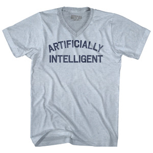 Artificially Intelligent Adult Tri-Blend V-neck T-shirt - Athletic White
