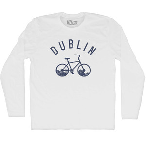 Dublin Bike Adult Cotton Long Sleeve T-shirt - White