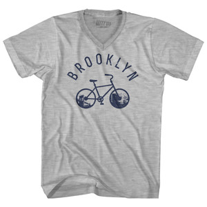 Brooklyn Bike Adult Cotton V-neck T-shirt - Grey Heather