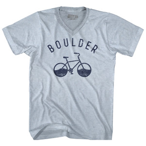 Boulder Bike Adult Tri-Blend V-neck T-shirt - Athletic White