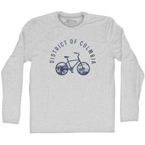 District Of Columbia Bike Adult Cotton Long Sleeve T-shirt - Grey Heather District Of Columbia Bike Adult Cotton Long Sleeve T-shirt - Grey Heather