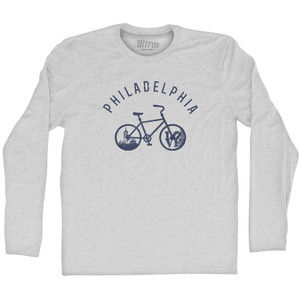 Philadelphia Bike Adult Cotton Long Sleeve T-shirt - Grey Heather Philadelphia Bike Adult Cotton Long Sleeve T-shirt - Grey Heather