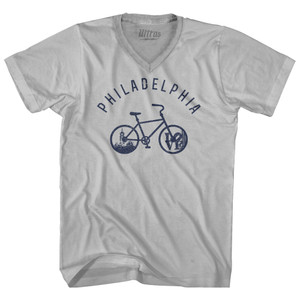 Philadelphia Bike Adult Tri-Blend V-neck T-shirt - Cool Grey Philadelphia Bike Adult Tri-Blend V-neck T-shirt - Cool Grey