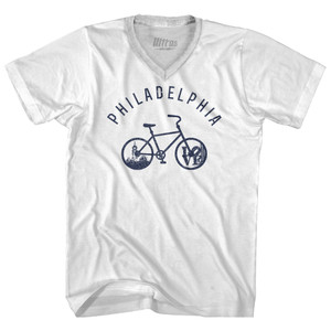 Philadelphia Bike Adult Tri-Blend V-neck T-shirt - White Philadelphia Bike Adult Tri-Blend V-neck T-shirt - White