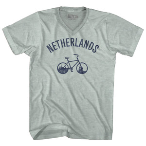 Netherlands Vintage Bikes Adult Tri-Blend V-neck T-shirt - Athletic Cool Grey Netherlands Vintage Bikes Adult Tri-Blend V-neck T-shirt - Athletic Cool Grey