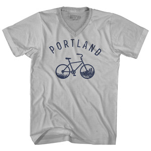 Portland Bike Adult Tri-Blend V-neck T-shirt - Cool Grey