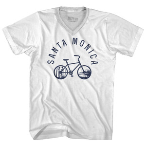 Santa Monica Bike Adult Tri-Blend V-neck T-shirt - White Santa Monica Bike Adult Tri-Blend V-neck T-shirt - White