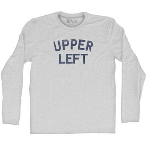 Upper Left Adult Cotton Long Sleeve T-shirt - Grey Heather