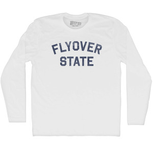 Flyover State Adult Cotton Long Sleeve T-shirt - White