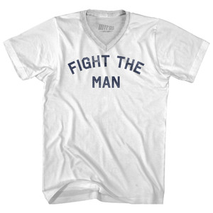 Fight The Man Adult Tri-Blend V-neck T-shirt - White